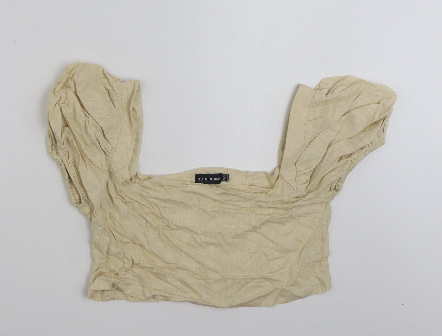 Womens UK Size 16 PRETTYLITTLETHING Beige Cropped Blouse