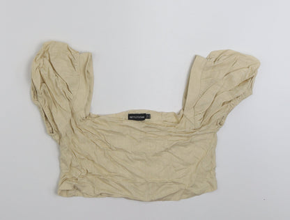 Womens UK Size 16 PRETTYLITTLETHING Beige Cropped Blouse