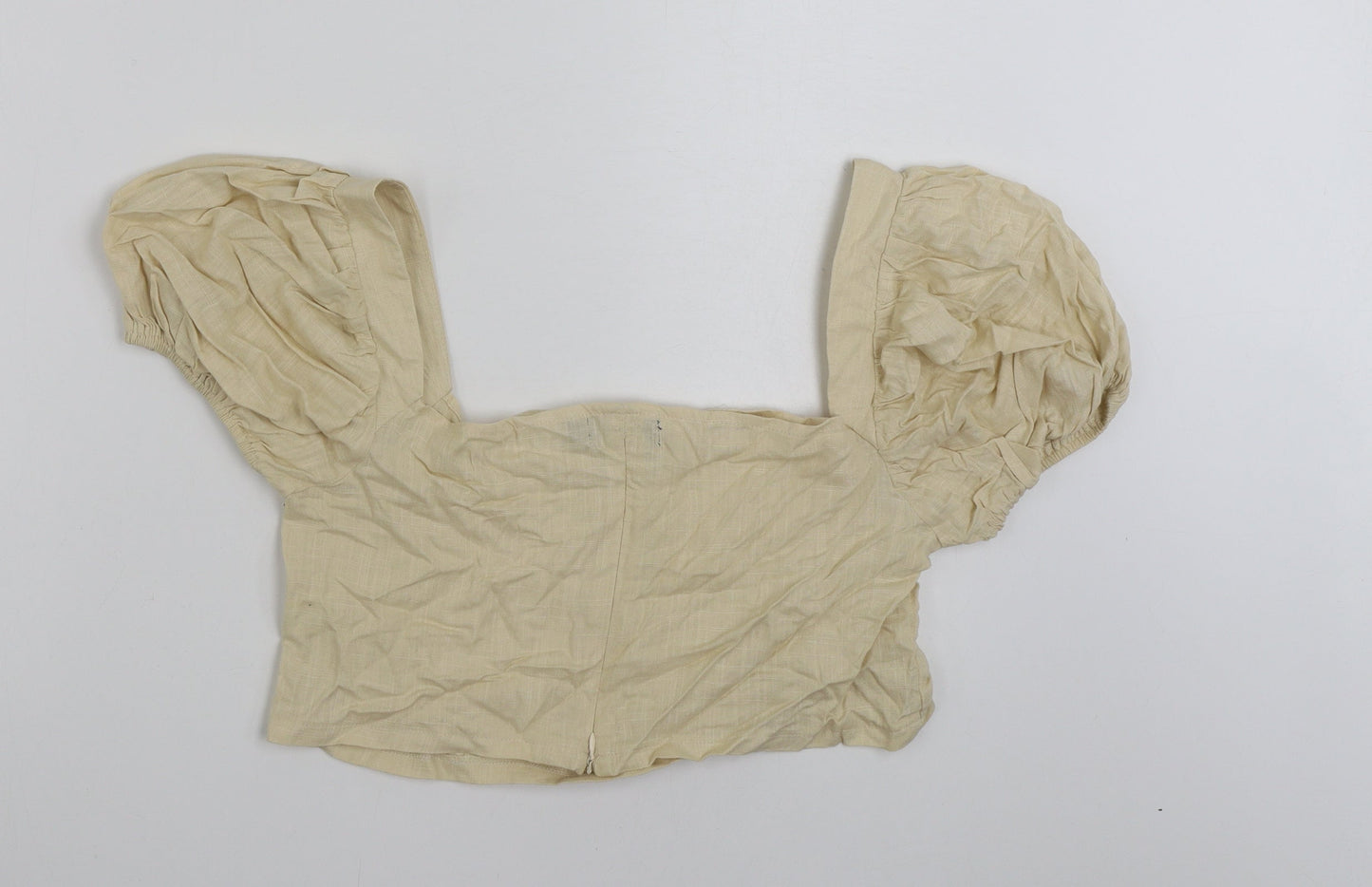 Womens UK Size 16 PRETTYLITTLETHING Beige Cropped Blouse