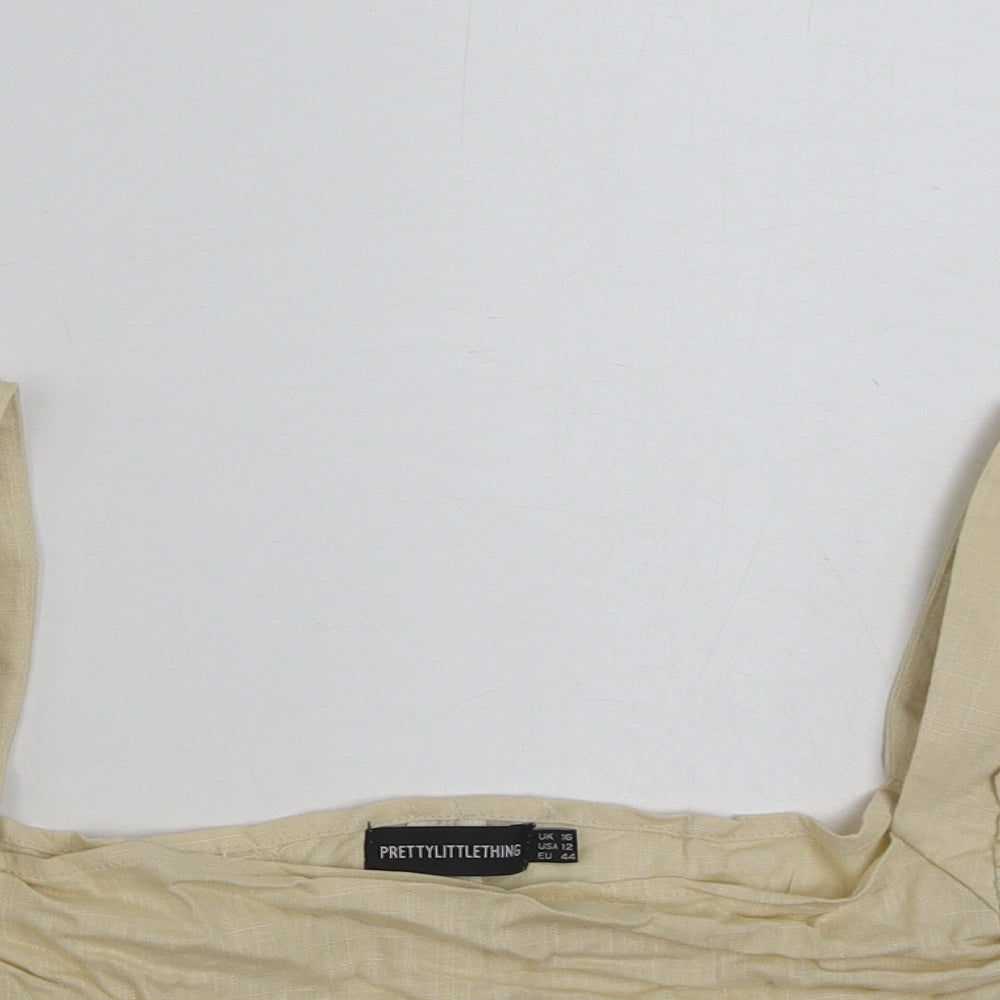 Womens UK Size 16 PRETTYLITTLETHING Beige Cropped Blouse