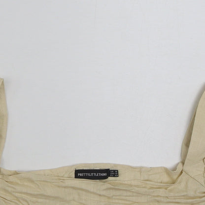 Womens UK Size 16 PRETTYLITTLETHING Beige Cropped Blouse