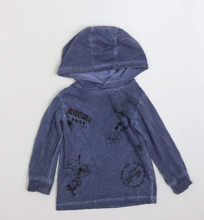 Matalan Boys Blue  100% Cotton Pullover Hoodie Size 2-3 Years  Pullover - Adventure Crew