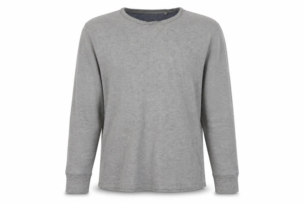Front view of Industrialize men’s grey cotton pullover sweatshirt, size XL