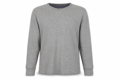 Front view of Industrialize men’s grey cotton pullover sweatshirt, size XL