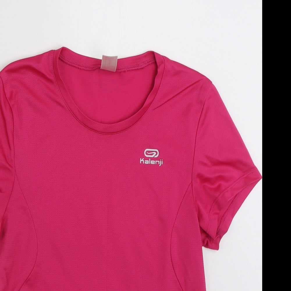 Kalenji Womens Pink  Polyester Jersey T-Shirt Size XS Scoop Neck Pullover