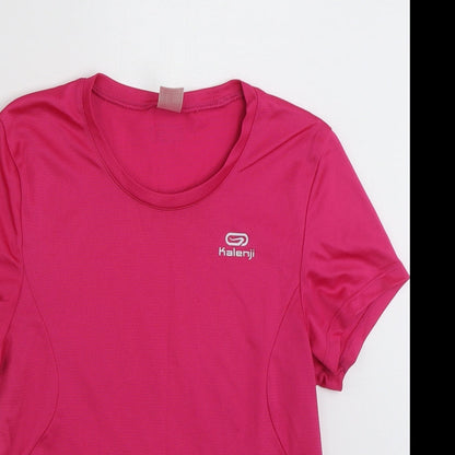 Kalenji Womens Pink  Polyester Jersey T-Shirt Size XS Scoop Neck Pullover