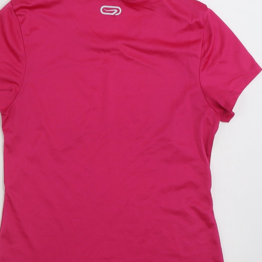 Kalenji Womens Pink  Polyester Jersey T-Shirt Size XS Scoop Neck Pullover