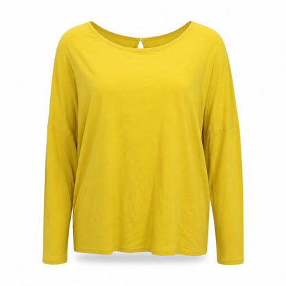 TWO FOR JOY Womens Yellow  Viscose Basic T-Shirt Size 8 Boat Neck