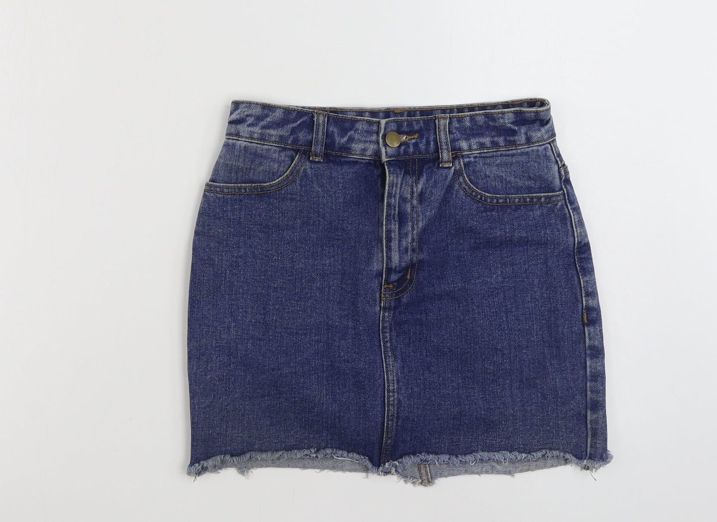 FOREVER 21 Womens Blue  Cotton Mini Skirt Size S   Zip