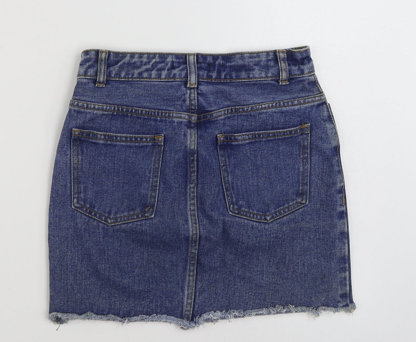 FOREVER 21 Womens Blue  Cotton Mini Skirt Size S   Zip
