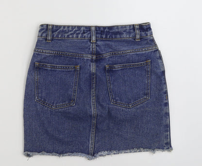FOREVER 21 Womens Blue  Cotton Mini Skirt Size S   Zip