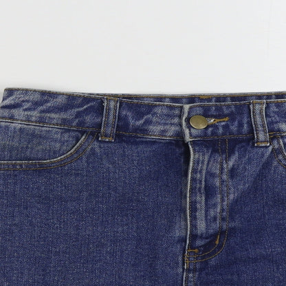 FOREVER 21 Womens Blue  Cotton Mini Skirt Size S   Zip