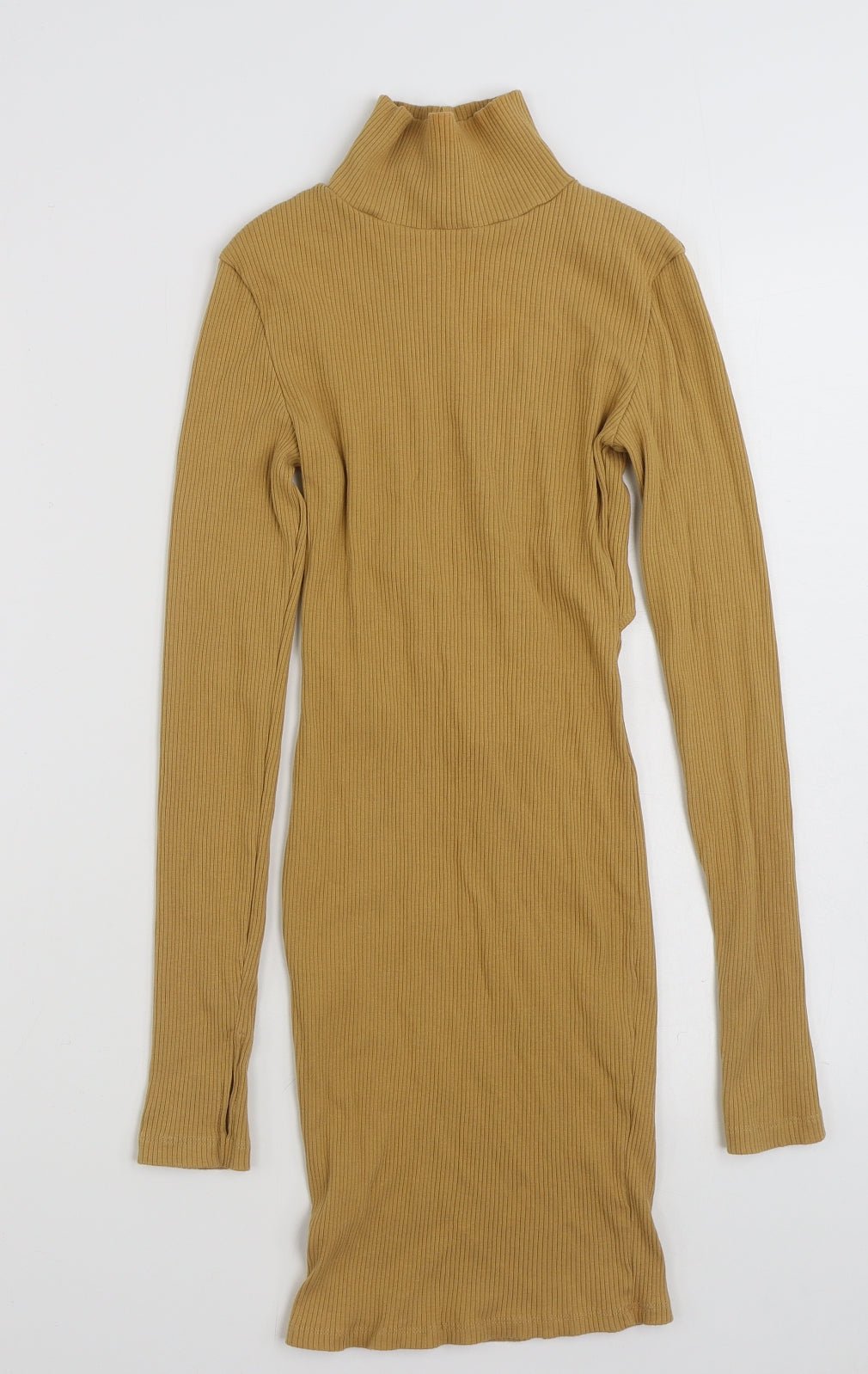 COLLUSION Womens Brown  Cotton Pencil Dress  Size 6  High Neck Pullover