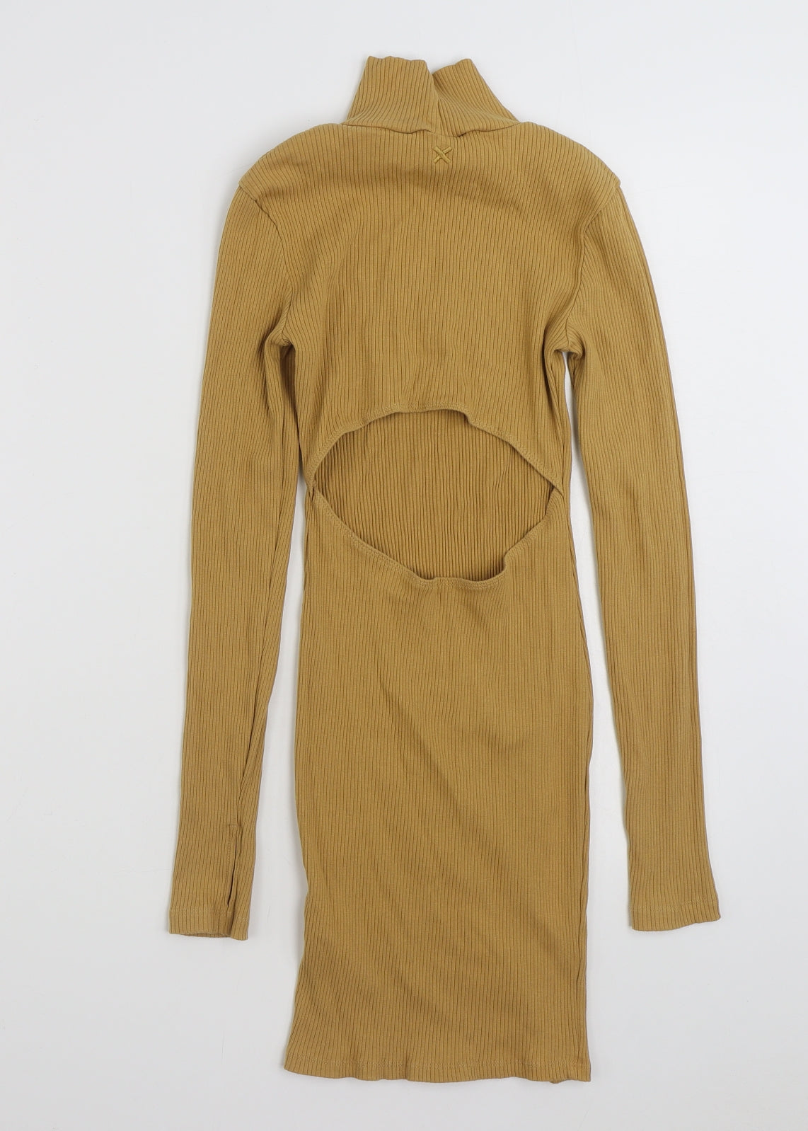 COLLUSION Womens Brown  Cotton Pencil Dress  Size 6  High Neck Pullover