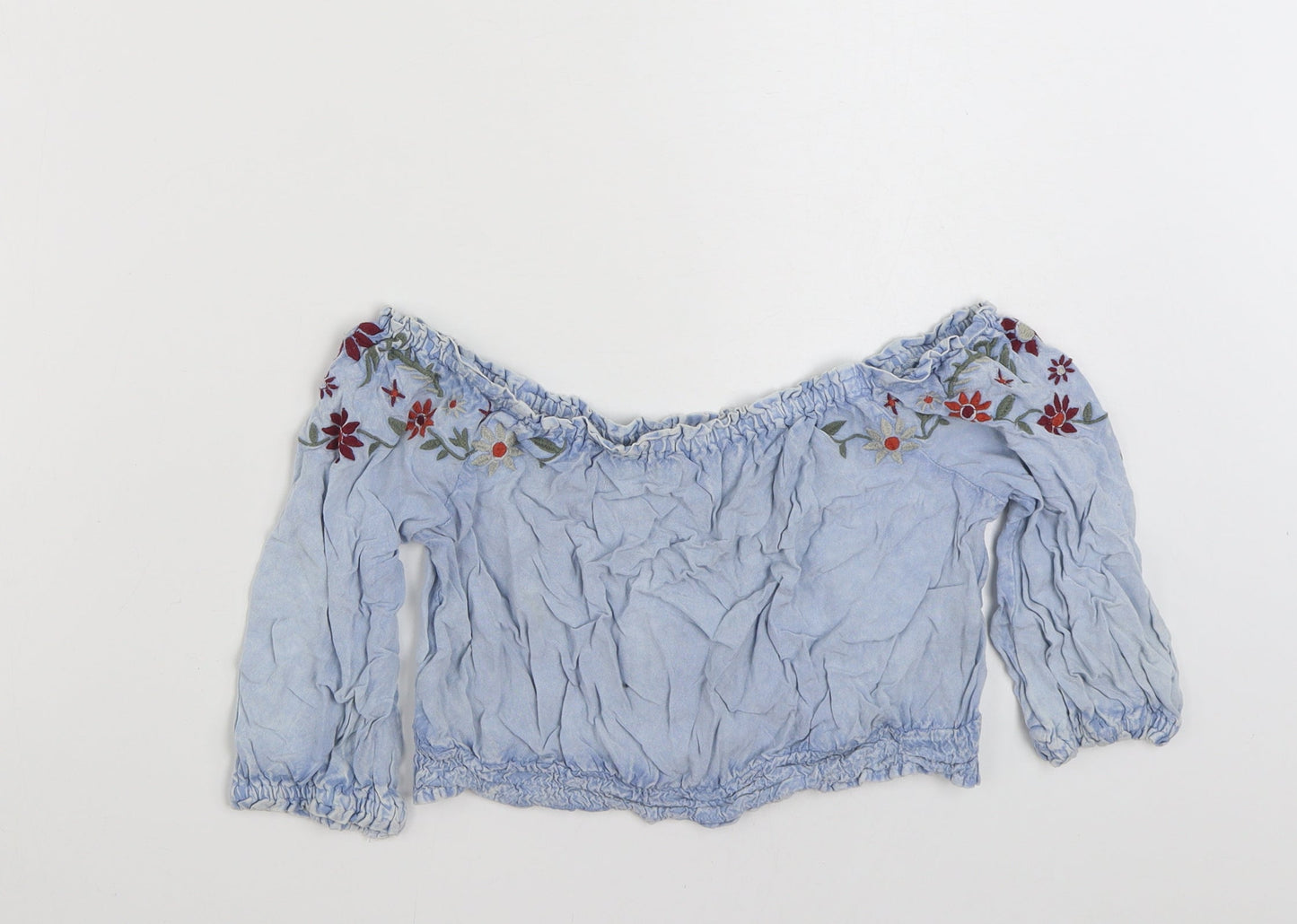 Womens UK Size 8 New Look Blue Basic Blouse