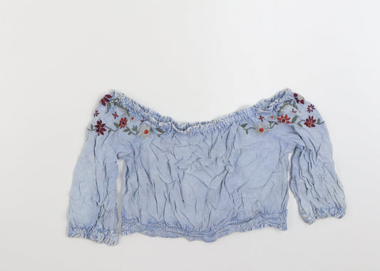 Womens UK Size 8 New Look Blue Basic Blouse