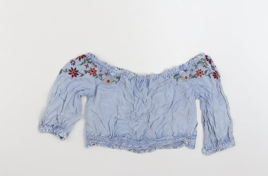 Womens UK Size 8 New Look Blue Basic Blouse