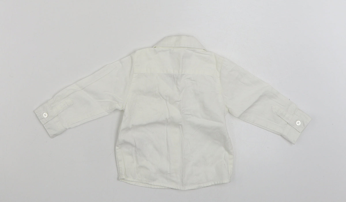 Back view of NAME IT girls’ white 100% cotton basic button-up, size 3-6, months collared button -, size 4-6, months