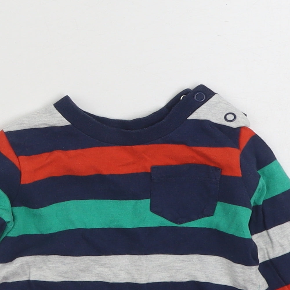 F&F Boys Multicoloured Colourblock 100% Cotton Basic T-Shirt Size 3-6 Months Crew Neck Pullover