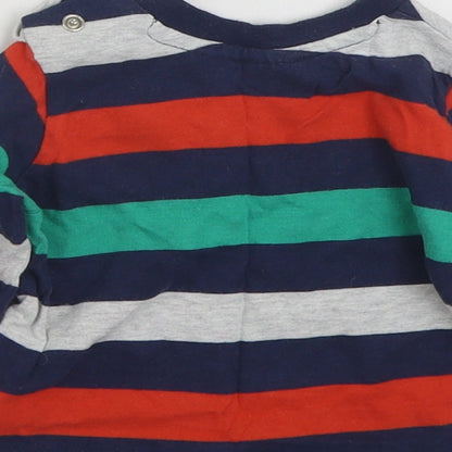 F&F Boys Multicoloured Colourblock 100% Cotton Basic T-Shirt Size 3-6 Months Crew Neck Pullover
