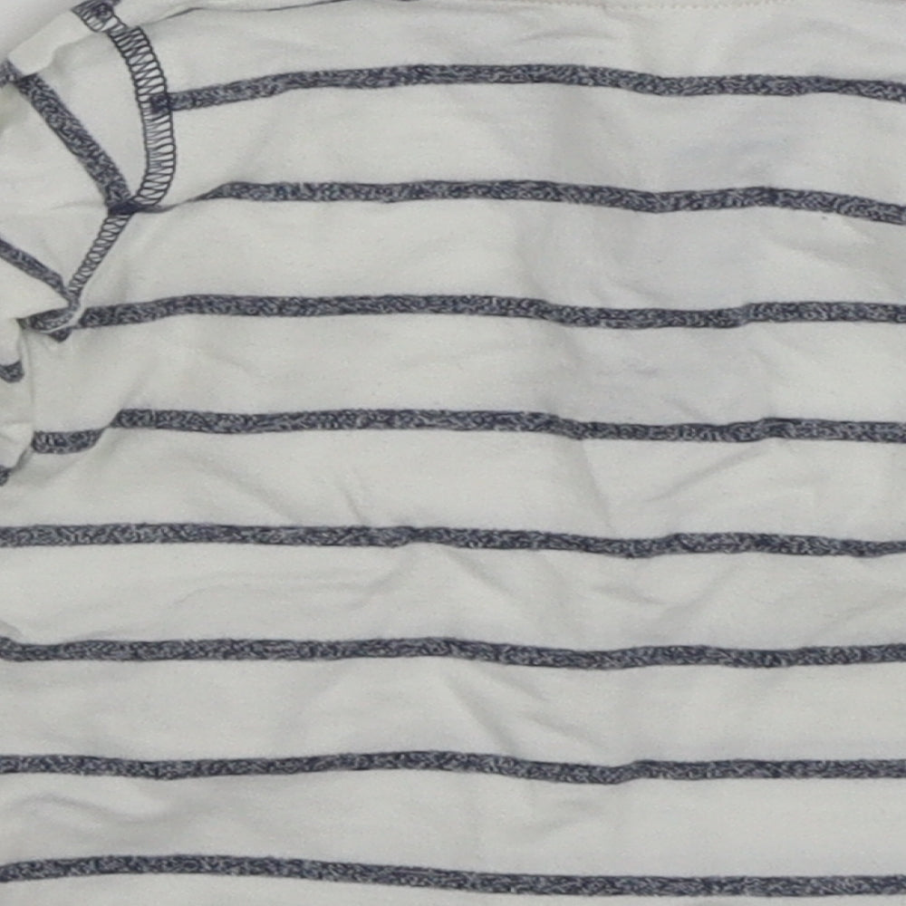 F&F Boys White Striped 100% Cotton Basic T-Shirt Size 3-6 Months Henley Button