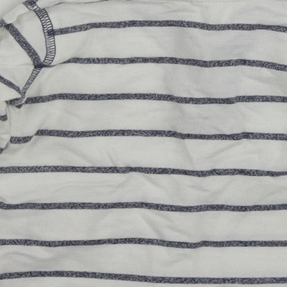 F&F Boys White Striped 100% Cotton Basic T-Shirt Size 3-6 Months Henley Button