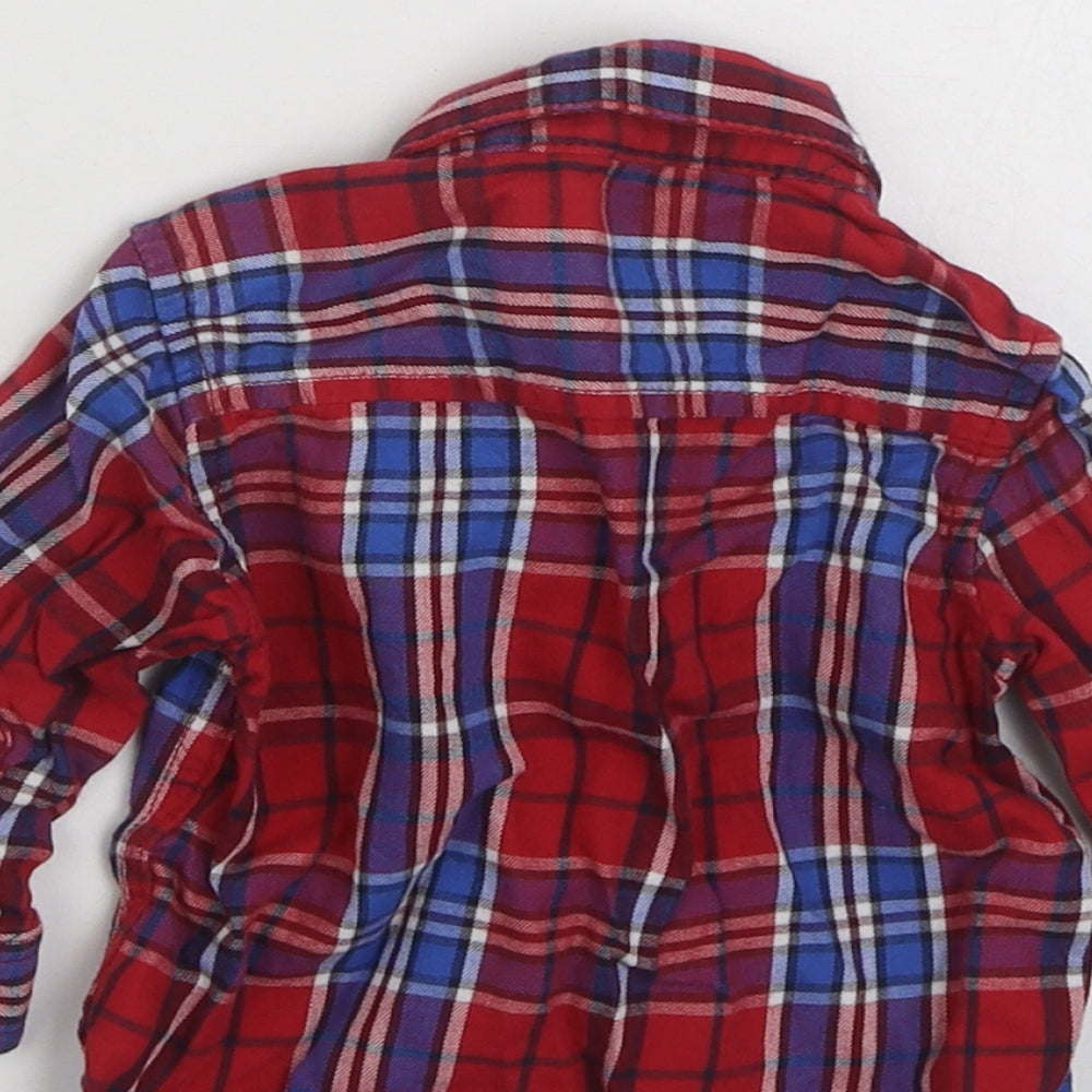 NEXT Boys Red Plaid 100% Cotton Basic Button-Up Size 3-6 Months Collared Button