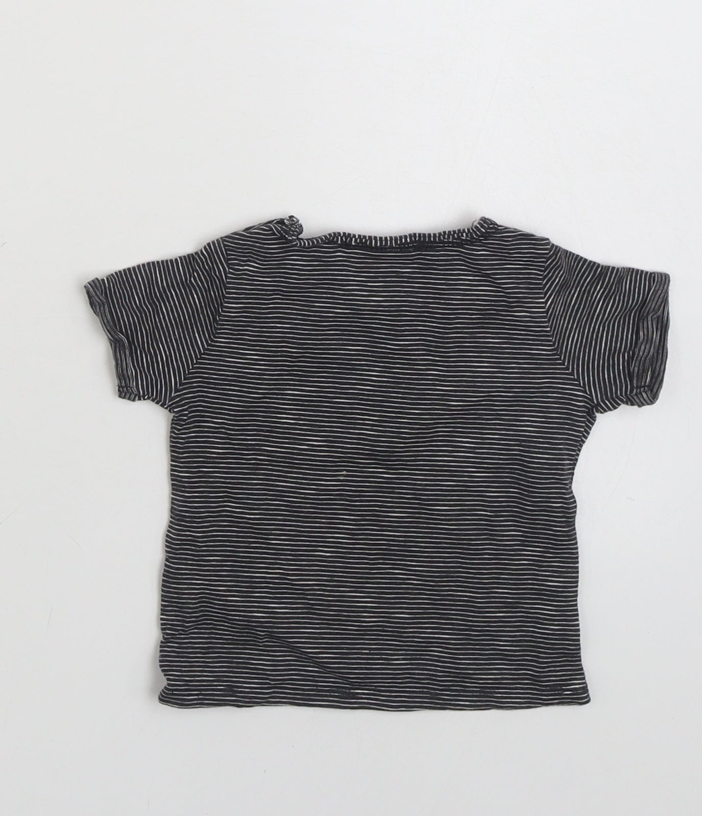 NEXT Baby Black Striped 100% Cotton Basic T-Shirt Size 0-3 Months Crew Neck Pullover