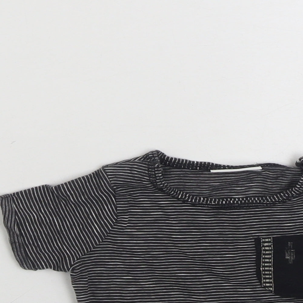 NEXT Baby Black Striped 100% Cotton Basic T-Shirt Size 0-3 Months Crew Neck Pullover