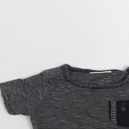 NEXT Baby Black Striped 100% Cotton Basic T-Shirt Size 0-3 Months Crew Neck Pullover
