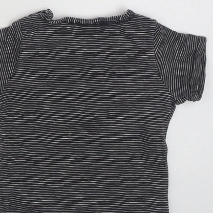 NEXT Baby Black Striped 100% Cotton Basic T-Shirt Size 0-3 Months Crew Neck Pullover