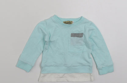 Kalamixi Girls Blue  100% Cotton Basic T-Shirt Size 3-6 Months Crew Neck Pullover - Size 60cm