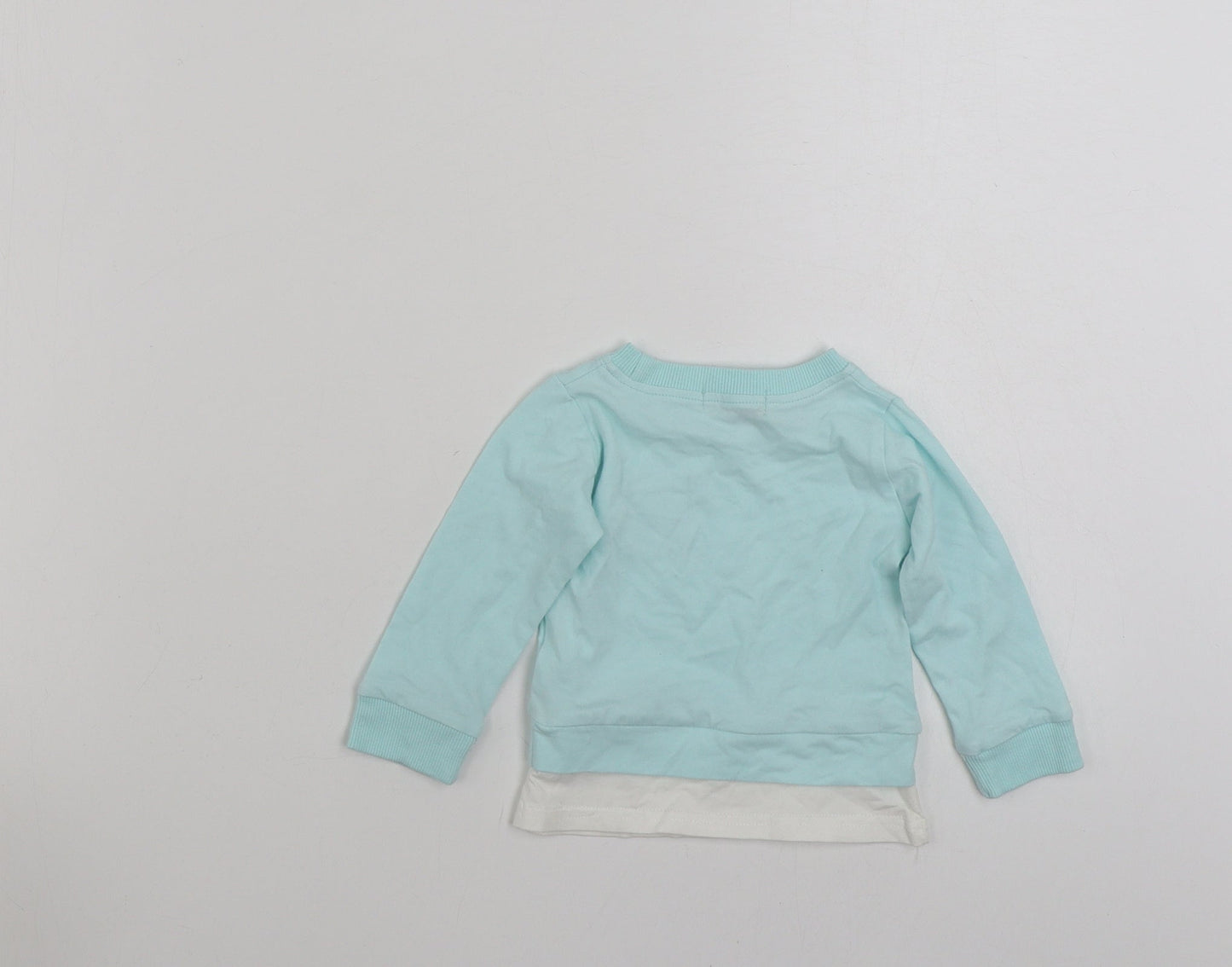 Kalamixi Girls Blue  100% Cotton Basic T-Shirt Size 3-6 Months Crew Neck Pullover - Size 60cm