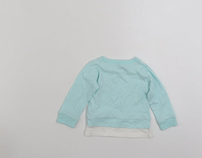 Kalamixi Girls Blue  100% Cotton Basic T-Shirt Size 3-6 Months Crew Neck Pullover - Size 60cm