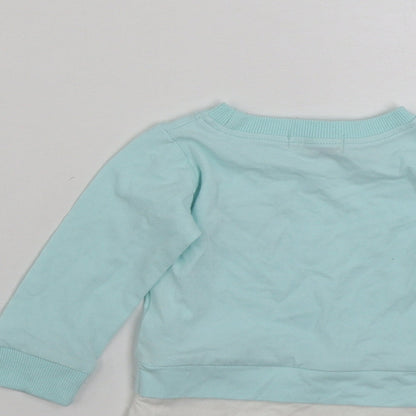 Kalamixi Girls Blue  100% Cotton Basic T-Shirt Size 3-6 Months Crew Neck Pullover - Size 60cm