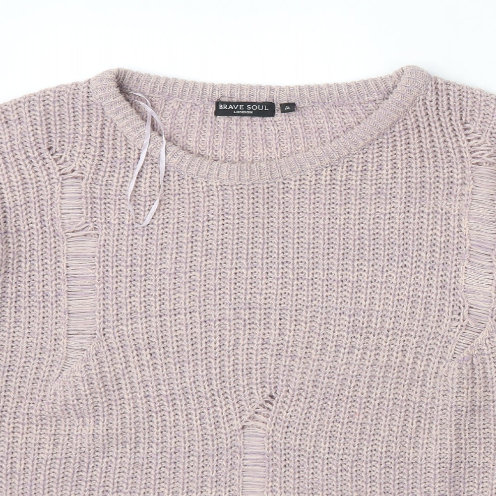 Womens UK Size L Brave Soul Purple Pullover Jumper