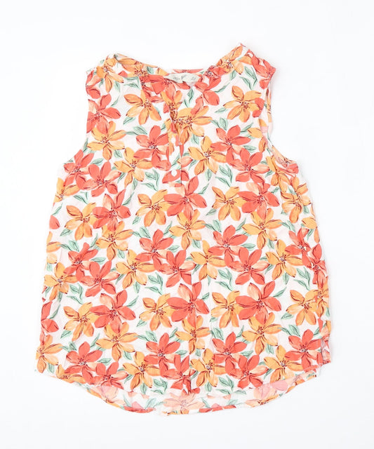 F&F Womens Multicoloured Floral Viscose Basic Blouse Size 14 Round Neck