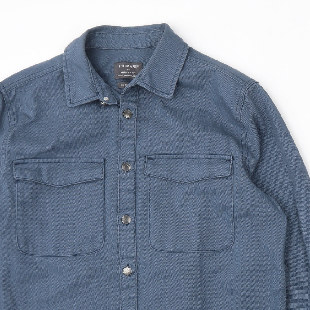 Primark Mens Blue  Cotton  Button-Up Size XS Collared Button