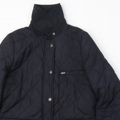 Dorothy Perkins Womens Blue Argyle/Diamond  Quilted Jacket Size 10