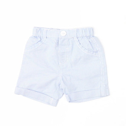 George Girls Blue Striped Cotton Cropped Trousers Size 6-9 Months  Button