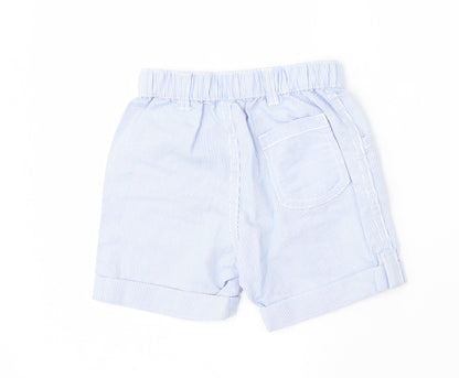 George Girls Blue Striped Cotton Cropped Trousers Size 6-9 Months  Button