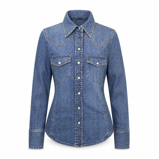 Womens UK Size 2XS Gap Blue Basic Button-Up