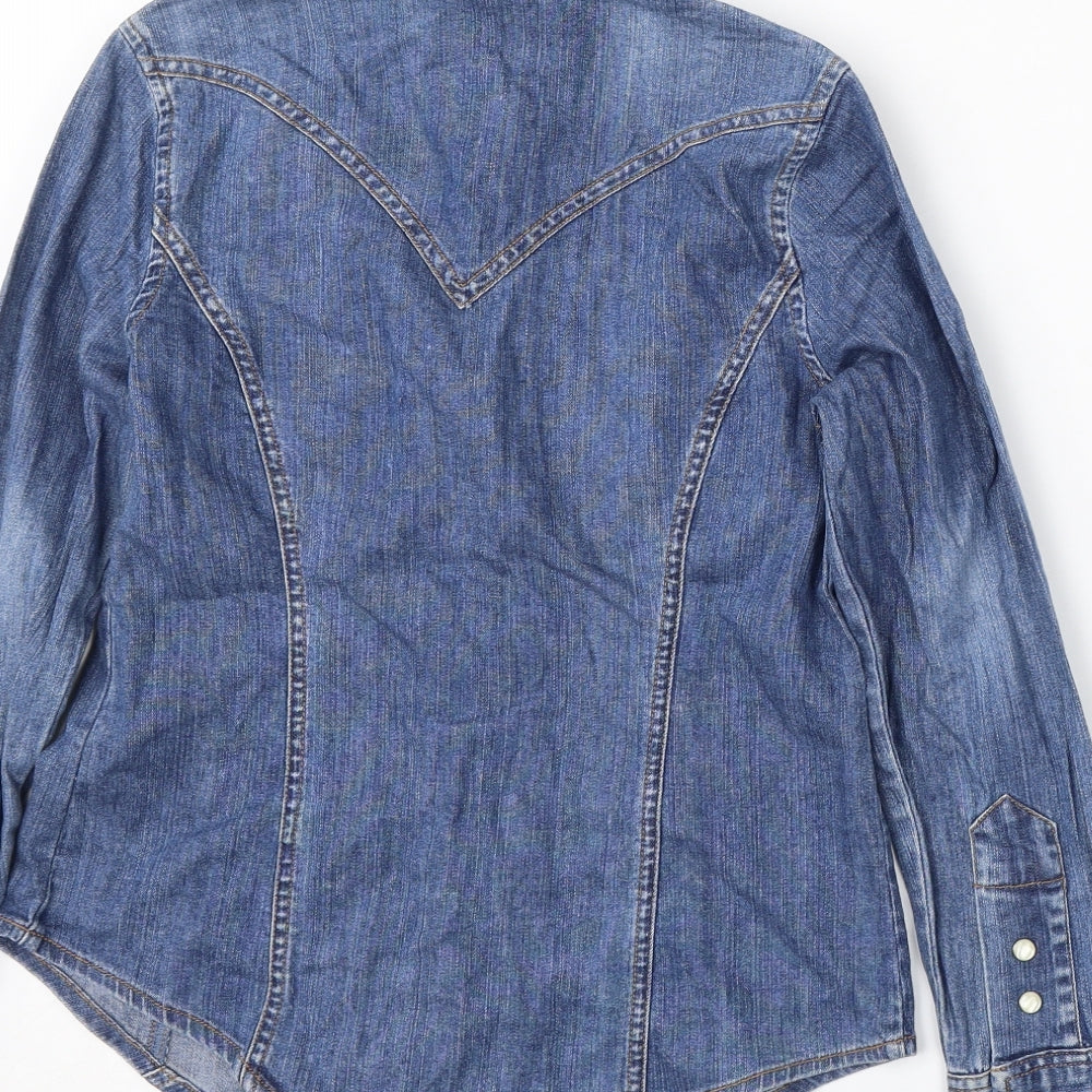 Womens UK Size 2XS Gap Blue Basic Button-Up