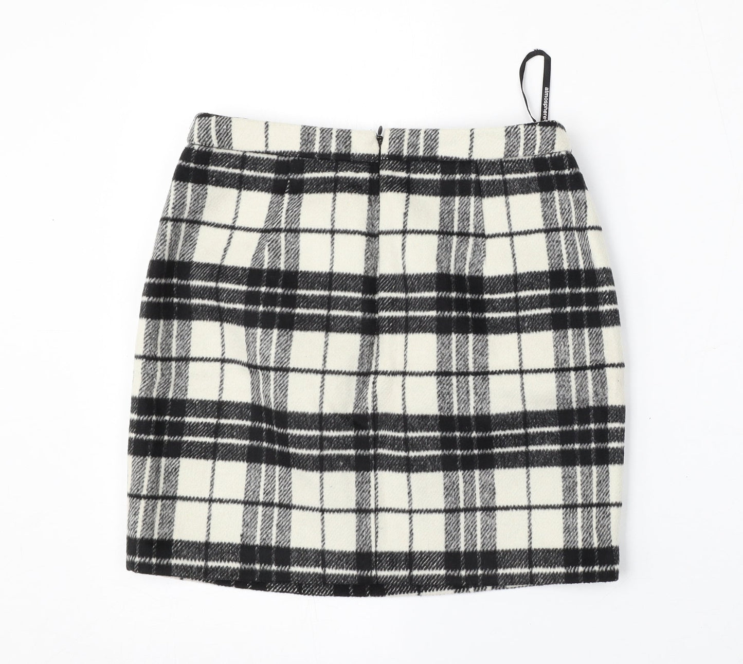 Atmosphere Womens White Plaid Polyester Straight & Pencil Skirt Size 8