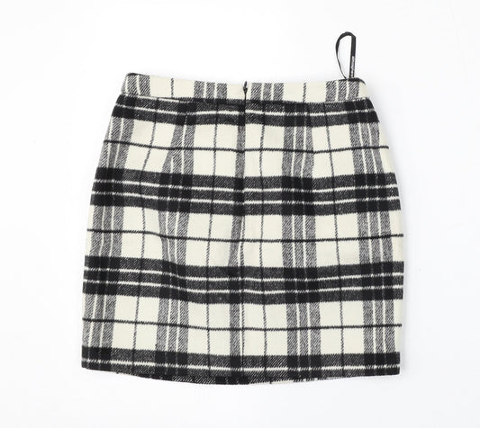 Atmosphere Womens White Plaid Polyester Straight & Pencil Skirt Size 8