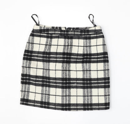 Atmosphere Womens White Plaid Polyester Straight & Pencil Skirt Size 8
