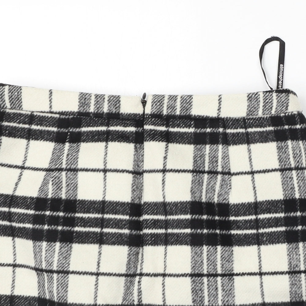Atmosphere Womens White Plaid Polyester Straight & Pencil Skirt Size 8