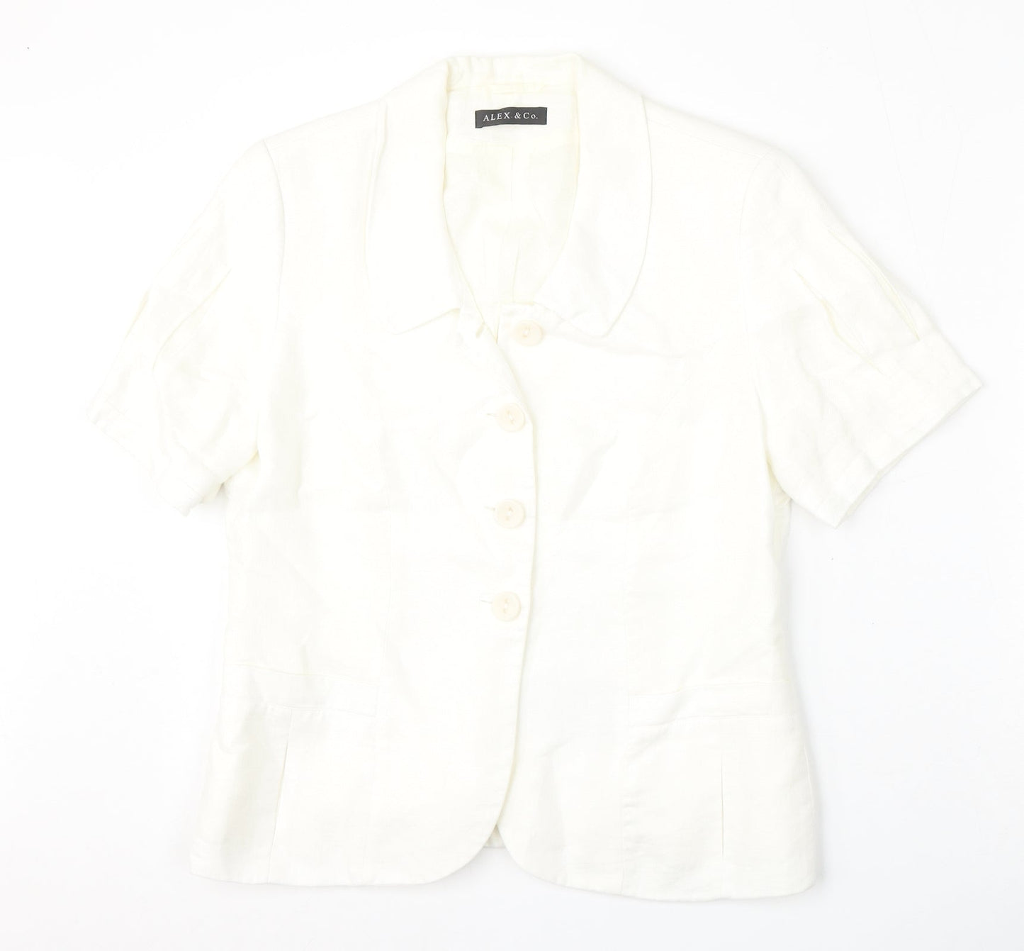 Womens UK Size 14 Alex & Co White Basic Button-Up