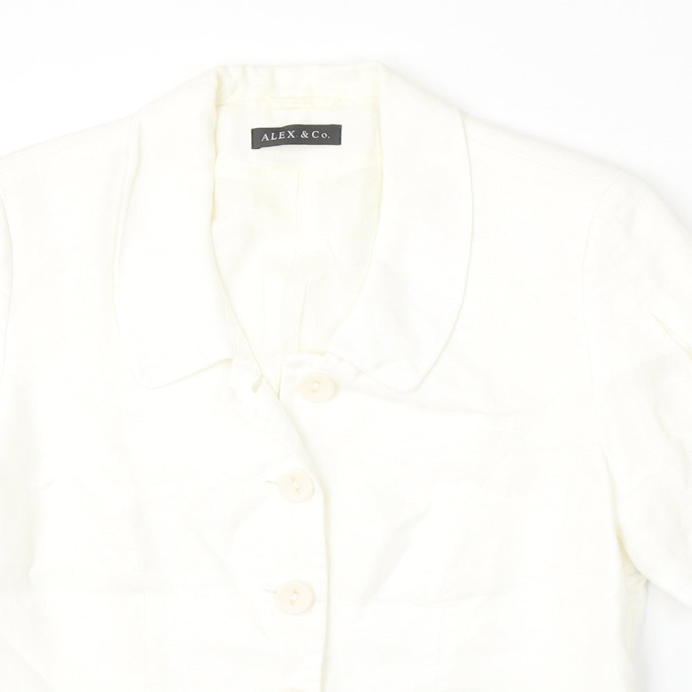 Womens UK Size 14 Alex & Co White Basic Button-Up