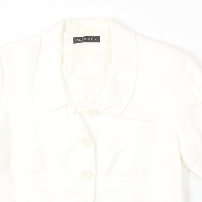 Womens UK Size 14 Alex & Co White Basic Button-Up